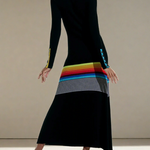 Long Sleeves Skinny Buttoned Contrast Color Striped Lapel Maxi Dresses Shirt Dress