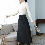 Vintage Loose Elasticity High-Waisted A-Line Padded Skirt Bottom