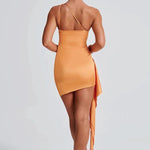 Sexy Slim Fit Backless One-shoulder Satin Mini Dress
