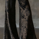 Vintage High-waisted Velveteen Paisley Print Wide-leg Pants