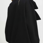 Solid Color Round Neck Long Sleeve Bow Loose Sweatshirts