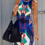 Unique Printed Round Neck Sleeveless Holiday Maxi Dress