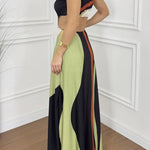 Bettie Printed High Neck Square Buckle Cutout Waist Maxi Dress
