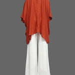 Batwing Sleeves Half Sleeves Solid Color Top + Contrast Color Wide Leg Pants Two Pieces Set