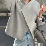 Minimalism and Structure Faux Wool Lapel Long Sleeve Loose Jacket