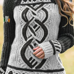 Women'S Contrast Celtic Knot Irish Shamrock Sweater