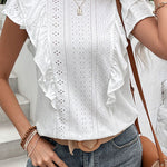 Ruffled White Casual Shirt
