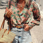 Unique Printed Loose Resort Long Sleeve Shirt
