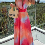 Sexy Sleeveless Backless Halter Neck Lace Up Maxi Dress