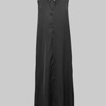 Loose Sleeveless Hollow Solid Color Split-Joint Round-Neck Maxi Dresses