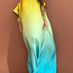 Loose Short Sleeves Gradient One-Shoulder Maxi Dresses