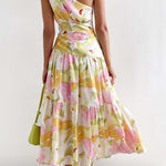 Mid-length off-the-shoulder sleeveless midi dress