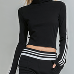 Sporty And Stylish Stand-up Collar T-shirt And Flared Pants Set