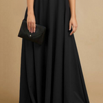 Loose Short Sleeves Solid Color Stand Collar Maxi Dresses