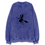 Enchanting Witch On Broom Hat (limited Edition) Vintage Sweatshirt