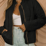 Zip Up Pocket Quilted Cropped Jacket