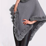 Elara ��� Faux Fur Trim Knit Poncho
