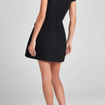 Exquisite and Playful Tweed Fabric Pearl Trim Short Sleeve Pocketed Mini Dress