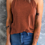 Solid Crewneck Summer Cami Top