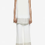 Simple But Not Simple Sequin Trim Back Elastic Waist Crop Loose Pants