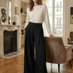 High Waisted Loose Pleated Solid Color Pants