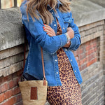 Lapel Single Breasted Pocket Denim Long Sleeve Top