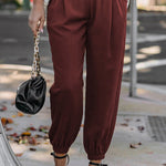 High Waist Lace-Up Pencil Cuff Pants