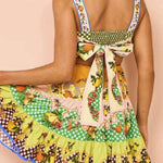 Summer MulticolorLemon Preated Hem Mini Dress