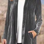 Casual Gold Velvet Solid Color Cardigan Blazer