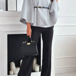Elegant Moment Woolen Button Turtleneck Belted Oversized Cape