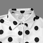 Long Sleeves Loose Buttoned Polka-Dot Split-Joint Lapel Blouses&Shirts Tops