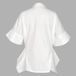 Half Sleeves Loose Buttoned Solid Color Lapel Blouses&Shirts Tops