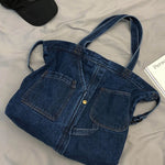 Casual Denim Split-Joint Solid Color Bags Accessories