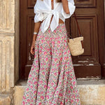 French Dreaming Linen Blend Front Tie Blouse