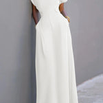 Flying Sleeves Solid Color Split-Joint V-Neck Evening Dresses Maxi Dresses