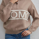 women's design letter knit sweater