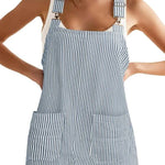 Women's Summer Adjustable Strap Striped Overall Dress
