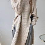 Original Irregular 5 Colors Split-Side Round-Neck Long Sleeves Sweater Top