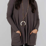 Winter Melodies Knit Crew Neck Front Pockets Oversized Sweater