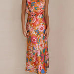 Fascinating Day Floral Halter Neck Elastic Waist Maxi Dress