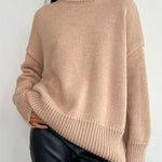 Turtleneck Drop Shoulder Slouchy Knitting Sweater