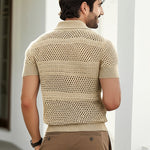 Men's Summer Knitted Breathable Polo Neck Short Sleeve T-Shirt