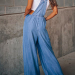 Margovil Pocketed Wide Leg Baggy Denim Overalls