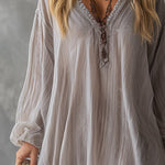 Lazy And Elegant V-neck Light Gray Crinkled Chiffon Maxi Dress