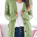 Knitted Solid Color Button Down Chunky Outwear Cardigan