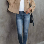 Women's Waffle Cardigan Short Top Jacket