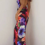 Sexy Open-Back Lace-Up Print Dress