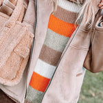 Multicolor Striped Knitted Drop Shoulder Turtleneck Sweater
