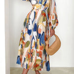 Eclipse Season Printed Long Sleeve Flowy Maxi Dress