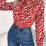 Bishop Sleeve Long Sleeves Bow-Embellished Elasticity Tied Mock Neck Blouses&Shirts Tops